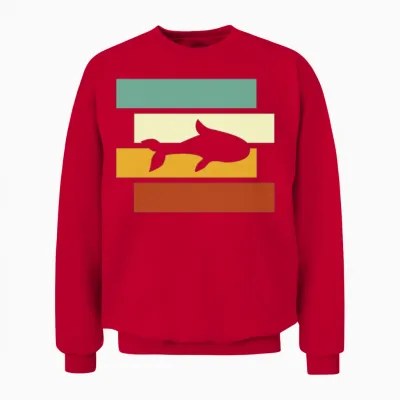 Fish Retro Unisex Sweatshirt - Red