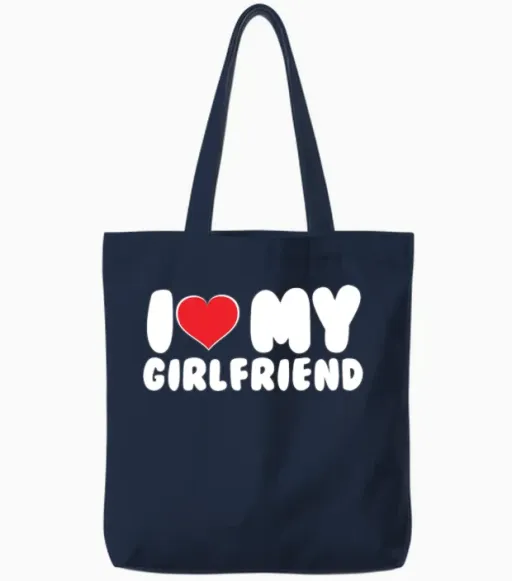 I Love My Girlfriend I Heart My Girlfriend Gf Tote Bags in Navy