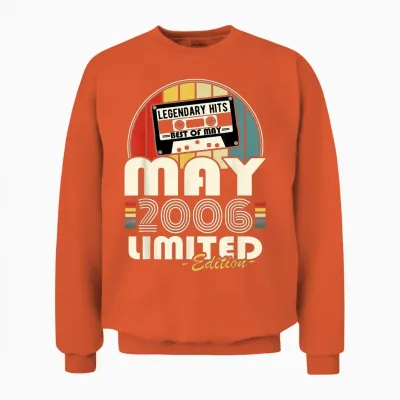 Vintage Anniversaire 20 Ans Née En Mai 2006 Garçons Filles Unisex Sweatshirt - Orange