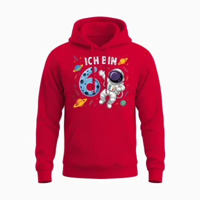 Ich Bin 6 Astronaut Sechster Geburtstag Unisex Hoodie - Red