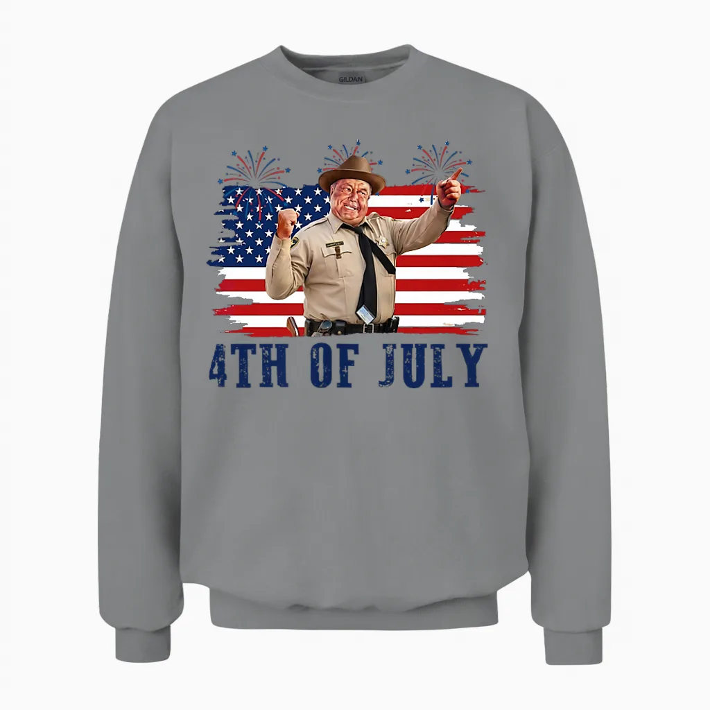 2 Sides Happy 4th of July to All You Sumbitches Patriotic Unisex Sweatshirt in Sport Grey