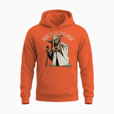 Star Wars Yoda the Best Dad Portrait Long Sleeve T-Shirt, Black, S Unisex Hoodie - Orange