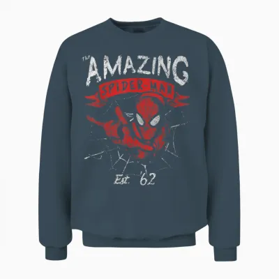 Marvel the Amazing Spider-Man Grunge Graphic Unisex Sweatshirt - Dark Heather