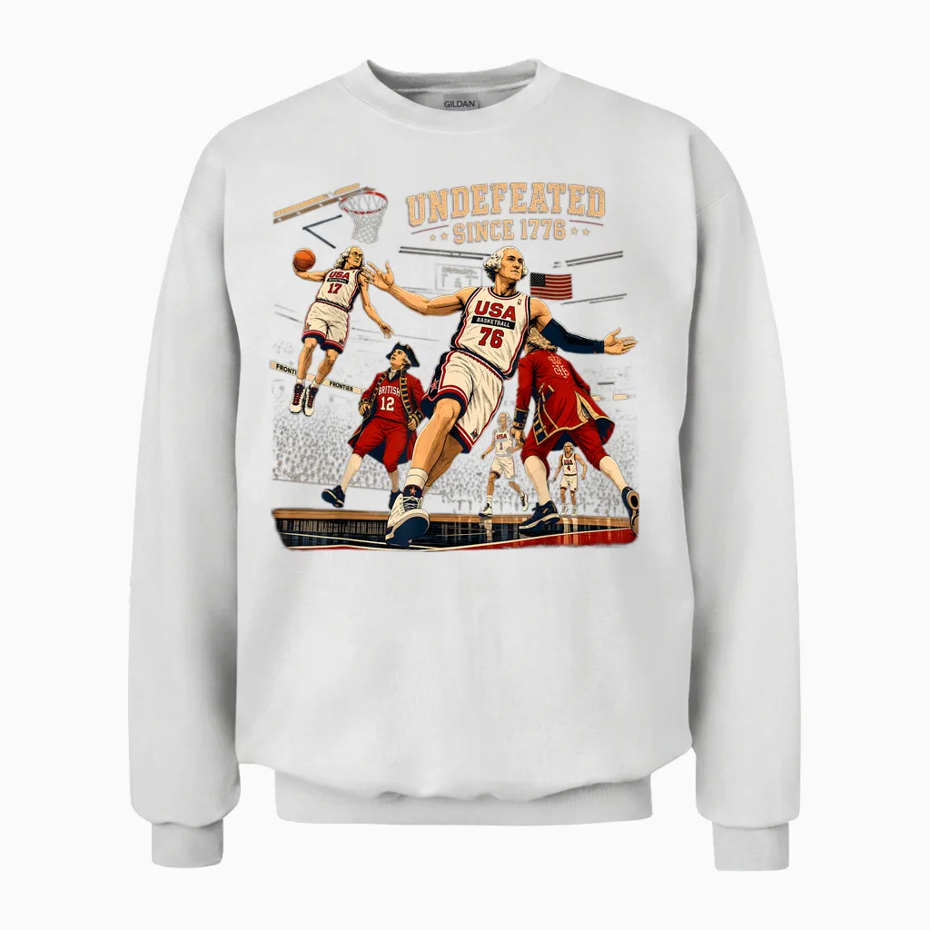 George Washington Undefeated Since 1776 Basketball Usa Unisex Sweatshirt in White