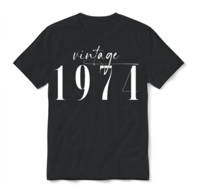 Vintage 1974 Elegant Minimalist Birthday Unisex T-Shirt - Black
