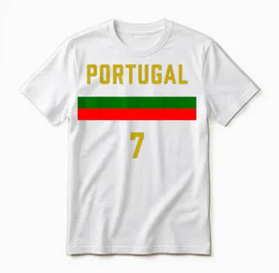 Portugal Football Fan Jersey Nr. 7 Soccer Unisex T-Shirt - White