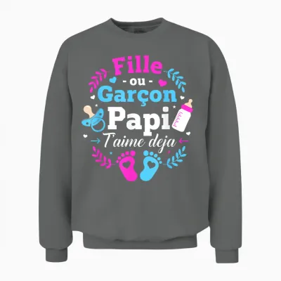 Annonce Sexe Bebe Baby Shower Papi Bebe Fille Ou Garcon Unisex Sweatshirt - Graphite Heather