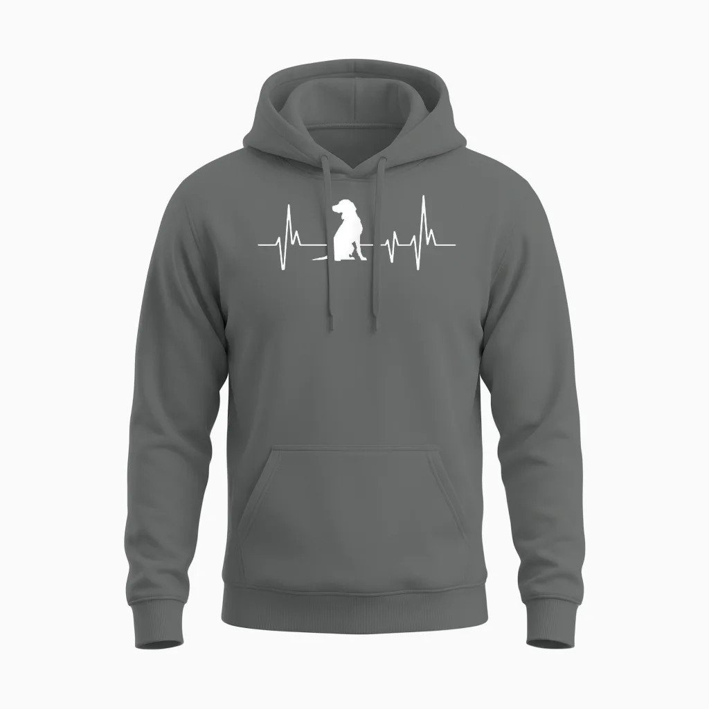 Heartbeat Herzschlag Design Kleiner Münsterländer Hund Unisex Hoodie in Graphite Heather