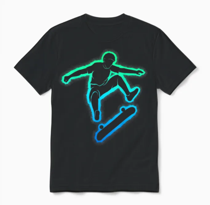 Skateboard Skateboarder Skater Boys Children Unisex T-Shirt in Black