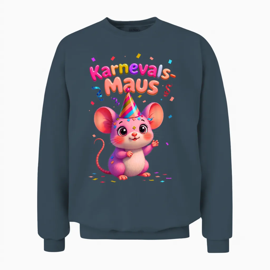 Carnival Mouse Cute Fancy Dress Motif for Women and Children Unisex Sweatshirt in Dark Heather