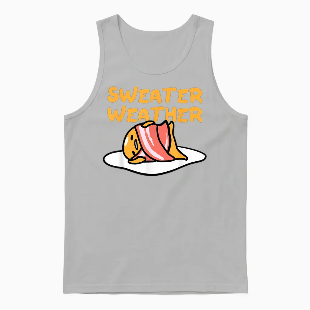 Gudetama Sweater Weather Bacon Unisex Tank Top in Ash