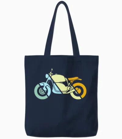 Motorcycle Retro Tote Bags - Navy