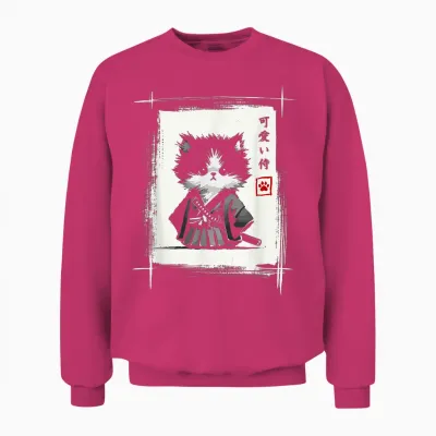 Samurai Cat Japanese Art Sumi-E Novelty Kawaii Funny Cat Unisex Sweatshirt - Heliconia