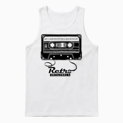 Casette Retro Unisex Tank Top - White