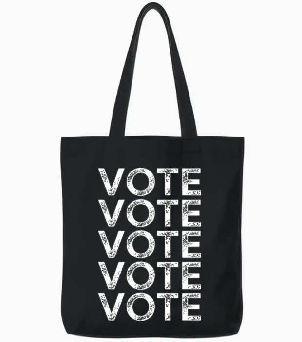 Vote Vote Vote Vote Vote Tote Bags in Black