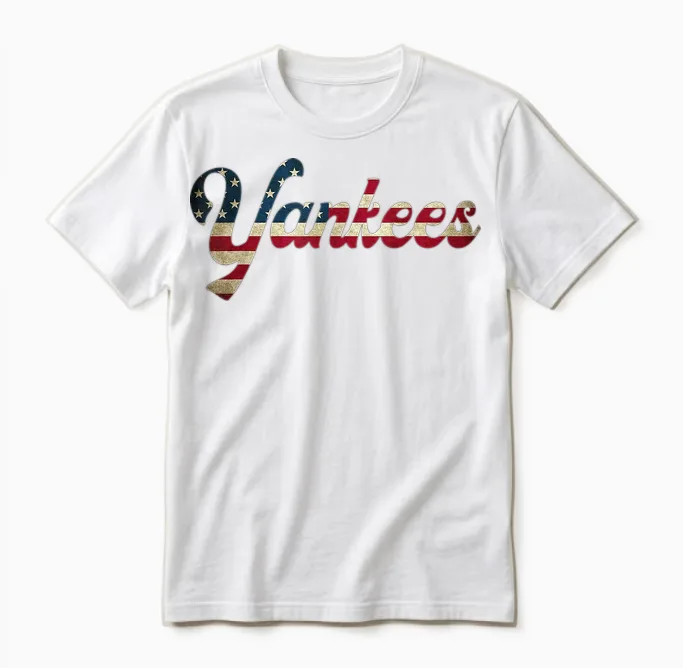 Vintage Yankees Retro Style 70s 80s First Name Personalized Unisex T-Shirt in White