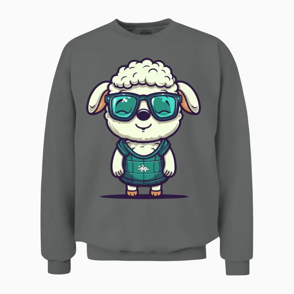 Funny Sheep with Sunglasses Unisex Sweatshirt in Graphite Heather