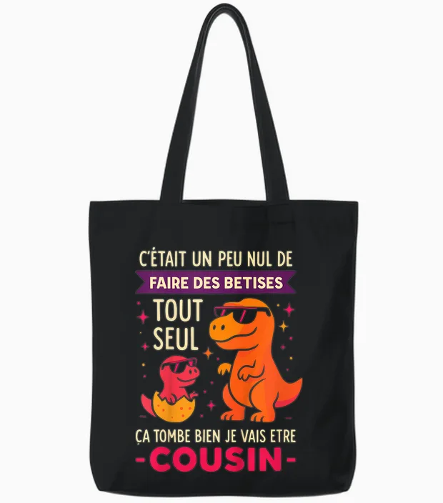 Enfant Cousin Je Vais être Cousin Graçon Idée Dinosaures Drole Tote Bags in Black