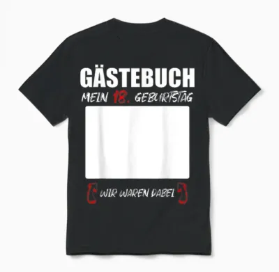 Gästebuch Tshirt 18. Geburtstag Unterschriften Party Unisex T-Shirt - Black