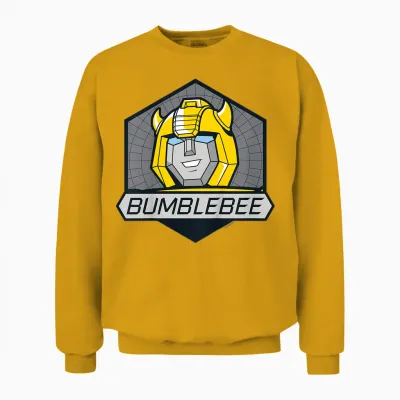 Children's Retro Badge Transformers Bumblebee Kids T-Shirt, Blue, 2 Unisex Sweatshirt - Gold