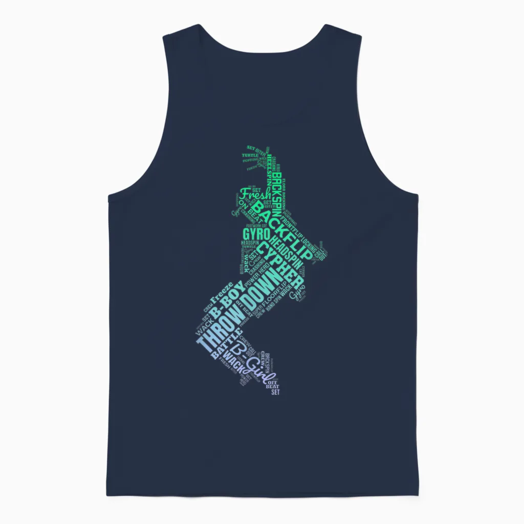 Children's Breakdance T-Shirt Breakdancer B-Boy B-Girl Breakdance T-Shirt, Black Unisex Tank Top in Navy