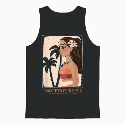 Moana Daughter of the Sea T-Shirt, White Unisex Tank Top - Black