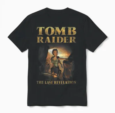 Tomb Raider the Last Revelation Cave Scene Retro Video Game Unisex T-Shirt - Black