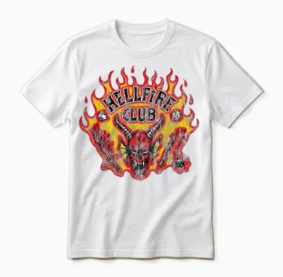 Stranger Things Hellfire Flames Unisex T-Shirt - White