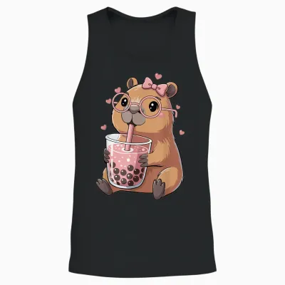 Capybara Drinking Bubble Tea Für Mädchen Cute Capybara Unisex Tank Top - Black