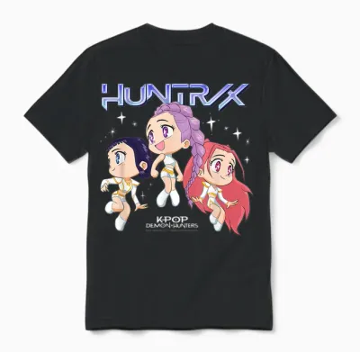 Kpop Demon Hunters Huntrix Chibi Officially Licensed Unisex T-Shirt - Black
