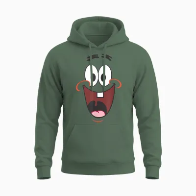 Spongebob Squarepants Patrick Big Face Smile Unisex Hoodie - Military Green