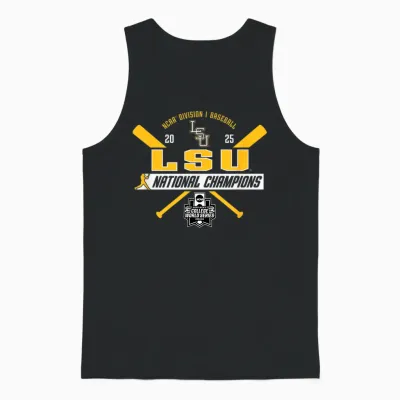 Lsu Tigers Baseball National Champs 2025 Mcws Title Purple Unisex Tank Top - Black