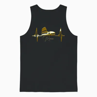 Rome Colosseum Heartbeat Italy Roma Skyline Italia Unisex Tank Top - Black