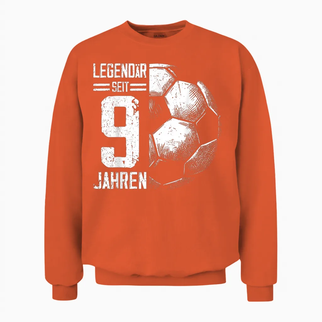 9th Birthday Retro Football Player 9 Years Boy Unisex Sweatshirt in Orange