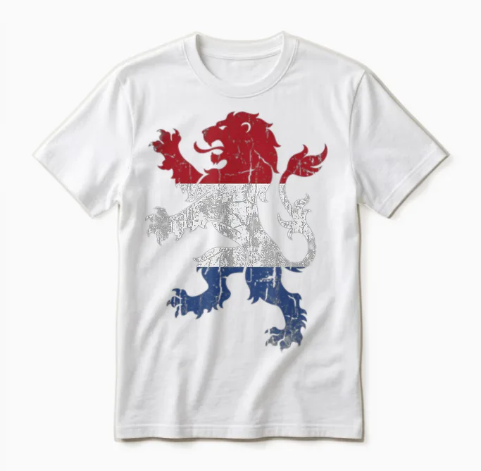 Orange Nederland Lion, Holland Dutch Unisex T-Shirt in White