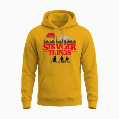 Stranger Things Retro Vintage Sunset Group Bike Silhouettes Unisex Hoodie - Gold