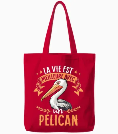 Life Is Better with a Pelican - Sweet Pelican T-Shirt, Black, S Tote Bags - Red