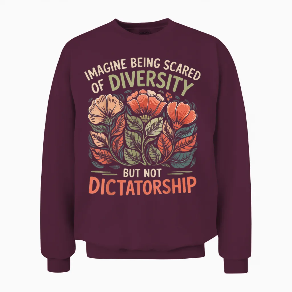 Imagine Being Scared of Diversity but Not Dictatorship Unisex Sweatshirt in Maroon