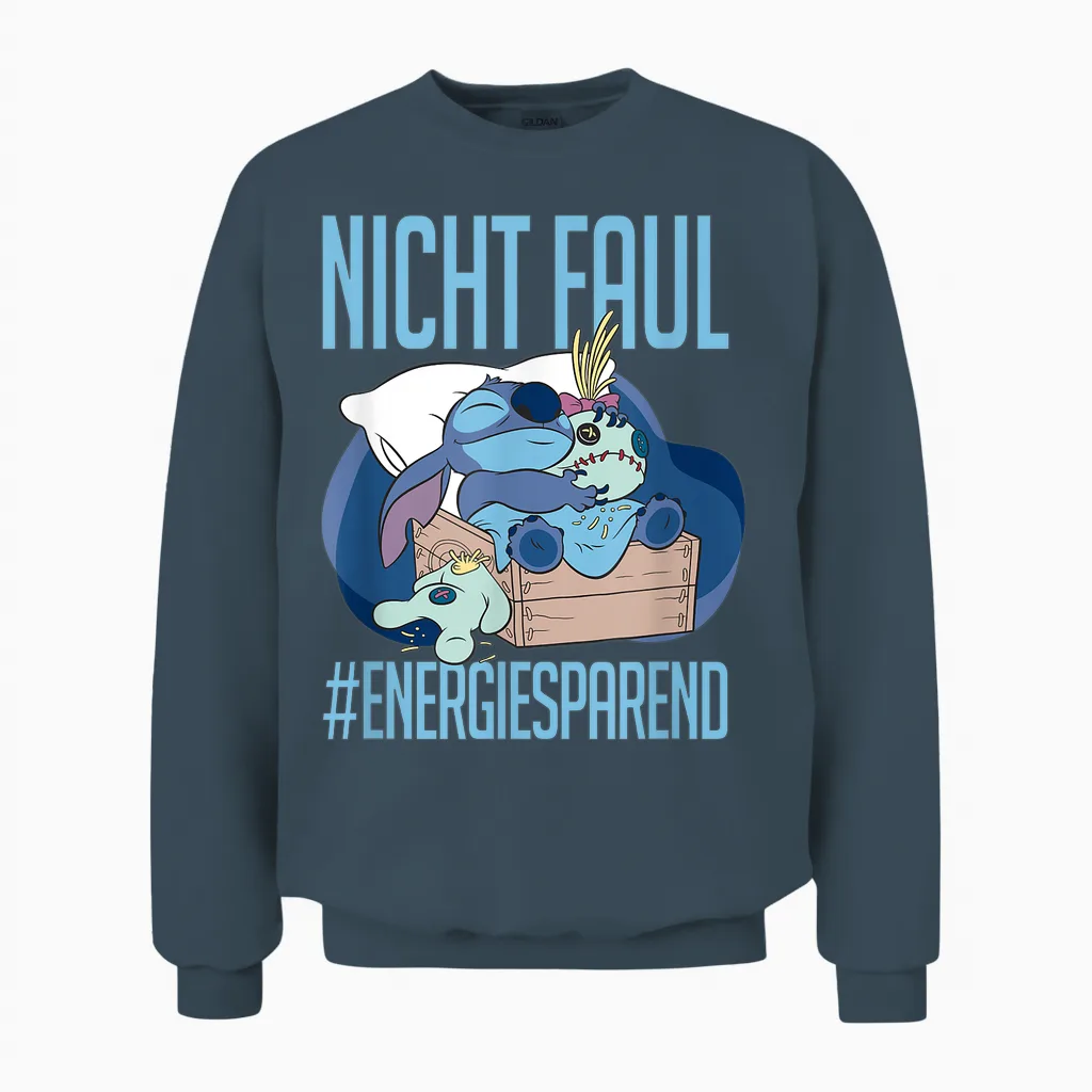 Disney Lilo & Stitch Nicht Faul #energy-Saving Unisex Sweatshirt in Dark Heather
