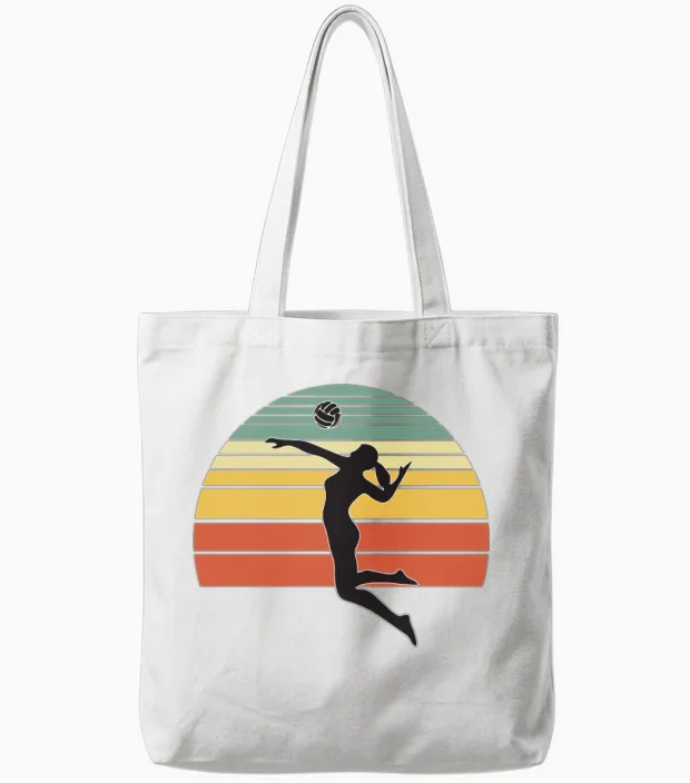 Volleyball Vintage Tote Bags in White