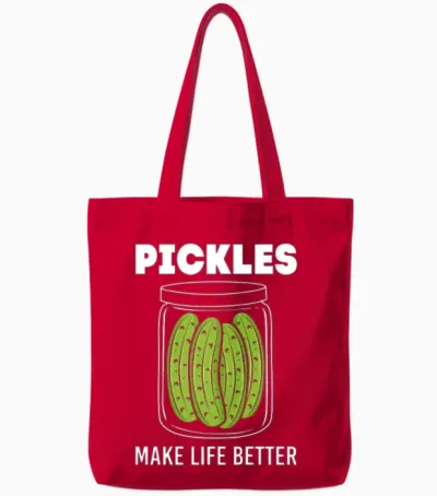 Pickles Cucumber Food Pickle Tote Bags - Red