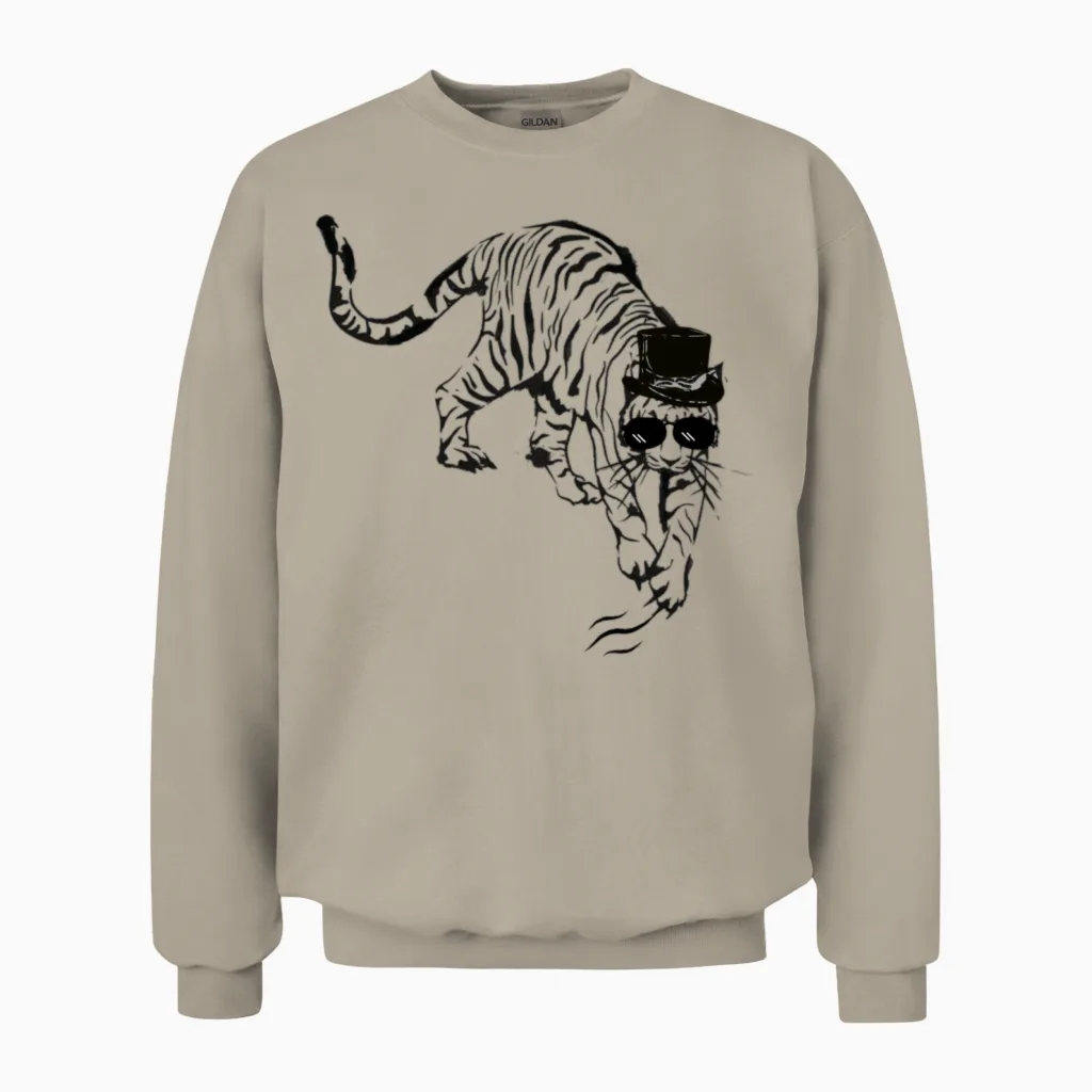 Funny Tiger Unisex Sweatshirt in Sand