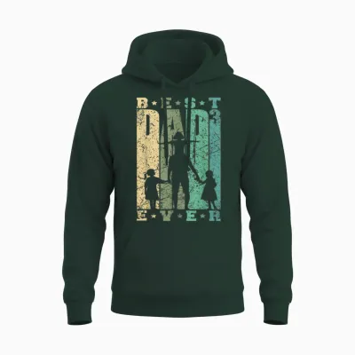 Papa Von Drei Mädchen Vatertag Retro Vater Mit 3 Töchtern Unisex Hoodie - Forest