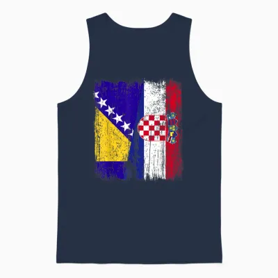 Bosnien Und Herzegowina Kroatien Halbflagge Unisex Tank Top - Navy