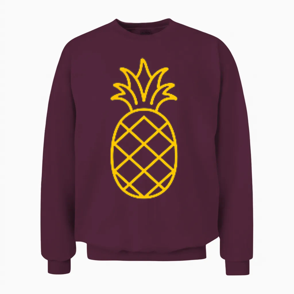 Kleine Ananasfrucht, Minimalistische Einfache Ananas Unisex Sweatshirt in Maroon