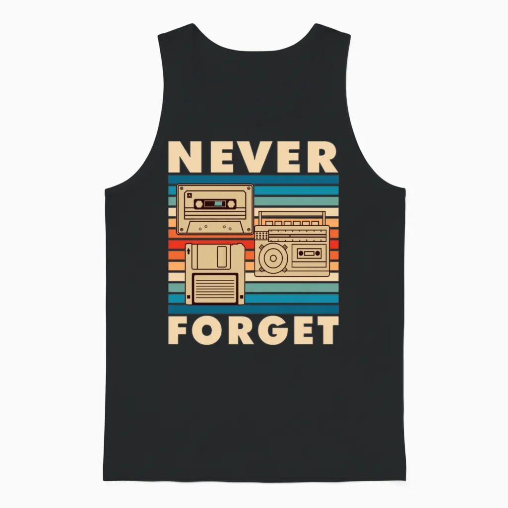 Retro Fashion Unisex Tank Top in Black