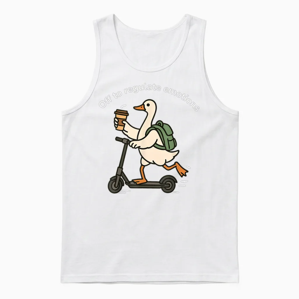 Off to Regulate Emotions Funny Goose Mental Health Counselor Unisex Tank Top in White