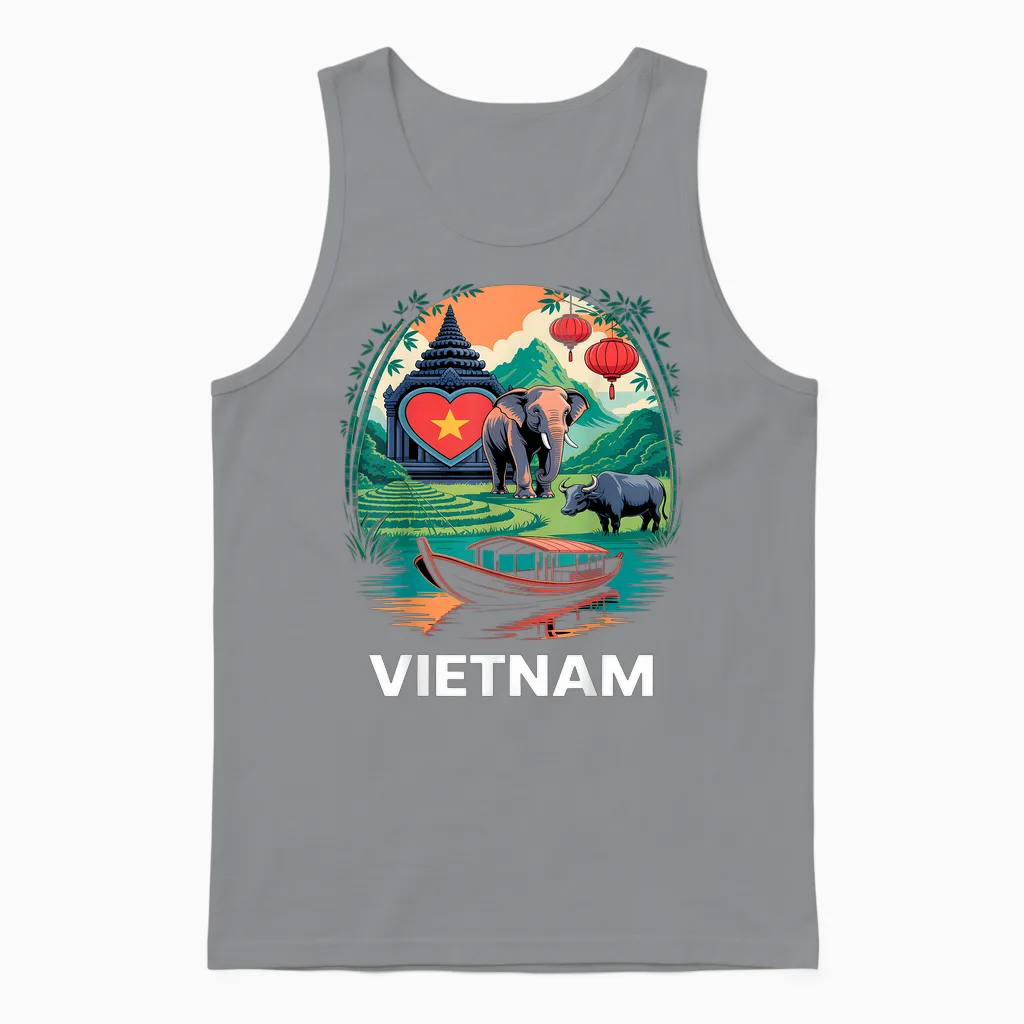 Vietnam Heart Love Unisex Tank Top in Sport Grey