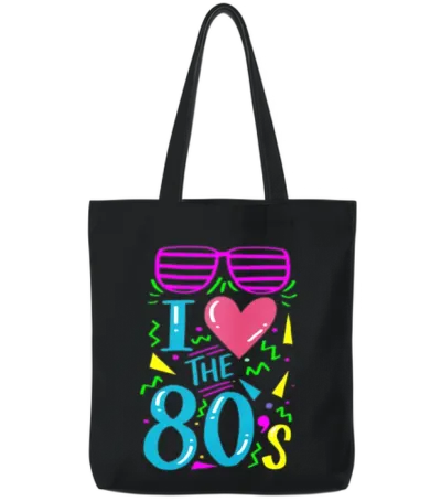 80s Retro Tote Bags - Black