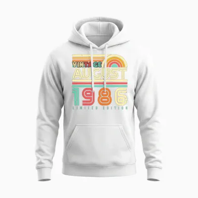 August 1986 Retro Unisex Hoodie - White